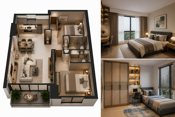 Web Blog_Posh Living_2 Bedroom Condo Interior Design Layout Ideas & Guide
